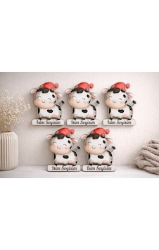 Kişiye Özel Sevimli İnek Magnet 5x5 Cm Mdf İsimlik Kişiye Özel Sevimli İnek Magnet 5x5 Cm Mdf İsimlik