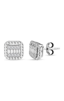 Lilarote Modern Tasarım Baget Kare Tektaş Küpe 0.24 Ct