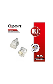 Qport Q-K6P6C Rj11-Rj12 Telefon Soketi 100 Lü Paket Qport Q-K6P6C Rj11-Rj12 Telefon Soketi 100 Lü Paket