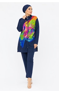 Pierre Cardin Büyük Beden Önü Desenli Dik Yaka Fermuarlı Paraşüt Kumaş Altı Likralı Çift Boneli Kadın Tesettür Mayo Lacivert Pierre Cardin Büyük Beden Önü Desenli Dik Yaka Fermuarlı Paraşüt Kumaş Altı Likralı Çift Boneli Kadın Tesettür Mayo Lacivert