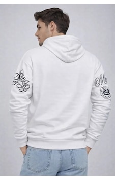 Modi Green Erkek 3 İplik Pamuklu Kapüşonlu Baskılı Sweatshirt Hoodie - Beyaz Modi Green Erkek 3 İplik Pamuklu Kapüşonlu Baskılı Sweatshirt Hoodie - Beyaz