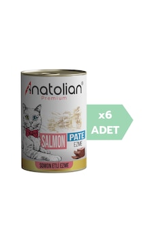 Anatolian Premium Adult Salmon Pate Somonlu Yetişkin Ezme Kedi Konservesi 6 x 400 G