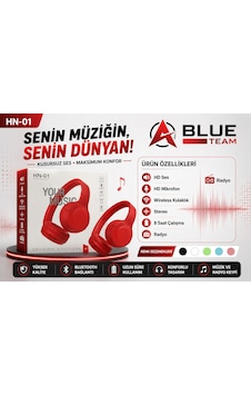 Hn01 Kırmızı Kafa Üstü Bluetooth Kulaklık Hn01 Kırmızı Kafa Üstü Bluetooth Kulaklık