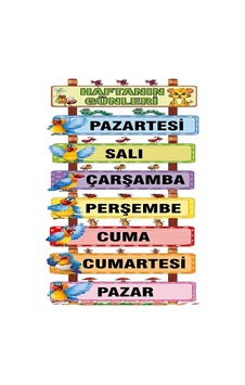 Dekota Üstüne Uv Baskı 33x43cm 2mm Sınıf İçi Pano Haftanın Günleri 30 40cm
