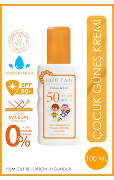 Spf 50 Çocuk Güneş Kremi Suya Dayanıklı Yağsız Görünüm Yüksek Uva