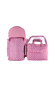ŞMTSTYLE Bebek Bakım Çantası ve Portbebe, Pembe Puantiyeli İkili Taşıma Seti ŞMTSTYLE Bebek Bakım Çantası ve Portbebe, Pembe Puantiyeli İkili Taşıma Seti