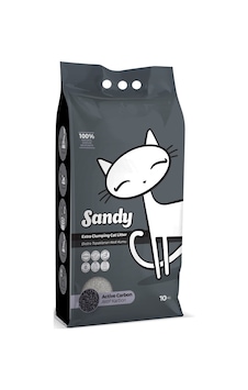 Sandy Aktif Karbonlu Tozsuz Topaklaşan Sodyum Bentonit Gri Kedi Kumu 10 KG