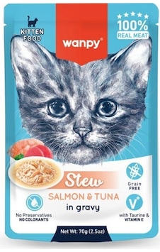 Wanpy Stew Gravy Pocuh Ton Balıklı Ve Somonlu Yavru Yaş Kedi Maması 70 Gr