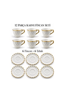 Valkyrie Aurora Serisi 12 Parça 6 Kişilik Beyaz İnce Gold Şeritli Türk Kahvesi Fincan Takımı Valkyrie Aurora Serisi 12 Parça 6 Kişilik Beyaz İnce Gold Şeritli Türk Kahvesi Fincan Takımı
