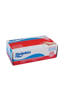 Dolphin Vinil Pudrasız Muayene Eldiven Beyaz Dolphin Vinil Pudrasız Muayene Eldiven Beyaz