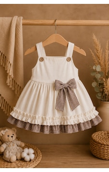 Mnk Baby & Kids Kız Bebek %100 Pamuklu Fiyonk Detaylı Elbise M00849 Bej Mnk Baby & Kids Kız Bebek %100 Pamuklu Fiyonk Detaylı Elbise M00849 Bej