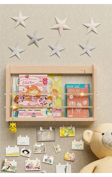 Bino Montessori Kitaplık Çalışma Odası Kitaplık Duvar Rafı Çocuk Odası Raf Oyuncak Rafı Bebek Odası