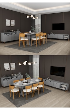 Lüks Yemek Odası Takımı 3 Parça %100 Mdf Konsol Yemek Masası Tv Ünitesi Yt02 Kül Gri Lüks Yemek Odası Takımı 3 Parça %100 Mdf Konsol Yemek Masası Tv Ünitesi Yt02 Kül Gri