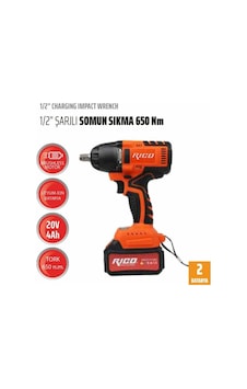 Rico Çift Akü 20 V 4 Ah 650 NM Tork 1''2 Akülü Somun Sıkma Sökme