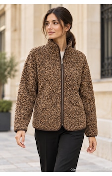 Polo State Kadın Leopar Desenli Dik Yaka Fermuarlı Peluş Ceket - Kahve Kahverengi Polo State Kadın Leopar Desenli Dik Yaka Fermuarlı Peluş Ceket - Kahve Kahverengi
