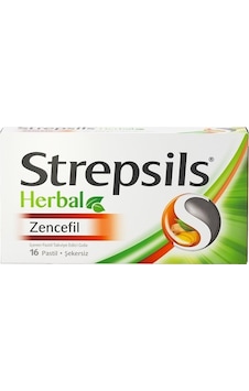 Strepsils Herbal Zencefil Pastil 16 Lık Şekersiz Strepsils Herbal Zencefil Pastil 16 Lık Şekersiz