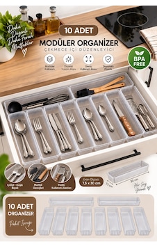 Porsima 0382 Modüler 10'lu Çekmece İçi Organizer Seti 30x7.5 Cm - Çatal Bıçak & Ev Düzenleyici Şeffaf Porsima 0382 Modüler 10'lu Çekmece İçi Organizer Seti 30x7.5 Cm - Çatal Bıçak & Ev Düzenleyici Şeffaf