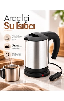 Zenvia 12v Araç Çakmak Girişli Paslanmaz Çelik Araç İçi Su Isıtıcı Seyahat Tipi Kettle Znv2026 Zenvia 12v Araç Çakmak Girişli Paslanmaz Çelik Araç İçi Su Isıtıcı Seyahat Tipi Kettle Znv2026