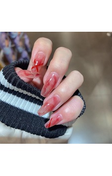 24pcs Kırmızı Tırnak Yaması Tutkal Tipi Çıkarılabilir Uzun Paragraf Moda Manikürü Zaman Kaydetme Yanlış Tırnak Yaması