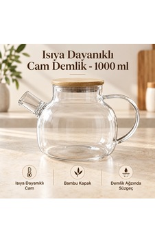 Isıya Dayanıklı Cam Demlik - 1000 Ml Çok Renkli