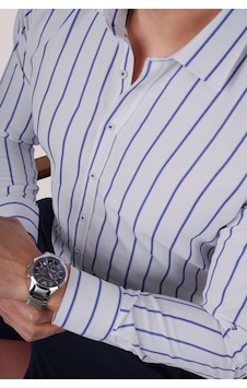 Beyaz Mavi Çizgili Slimfit Hediye Kutulu Gömlek Beyaz - Mavi Beyaz Mavi Çizgili Slimfit Hediye Kutulu Gömlek Beyaz - Mavi