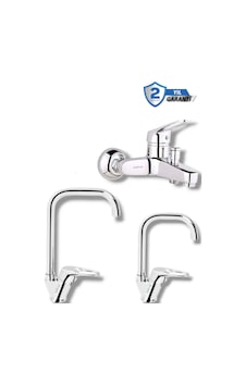 Köşe Borulu 3'lü Mix Set Mutfak - Lavabo Ve Banyo Bataryası Musluğu Krom Köşe Borulu 3'lü Mix Set Mutfak - Lavabo Ve Banyo Bataryası Musluğu Krom