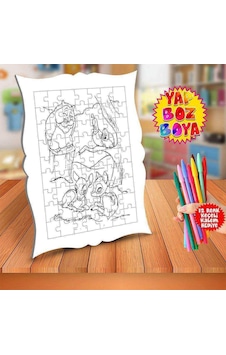Ormanda Sevimli Hayvan Dostlar Eğitici Çocuk Boyama Puzzle Tablo-156
