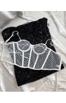 Dantetrend Kadın Desteksiz Puantiyeli Balenli Beyaz Vintage Korse Beyaz Dantetrend Kadın Desteksiz Puantiyeli Balenli Beyaz Vintage Korse Beyaz