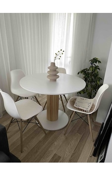 120 CM Ahşap Ayaklı Yuvarlak Yemek Masası, Modern Mat Beyaz Mdf Y 120 CM Ahşap Ayaklı Yuvarlak Yemek Masası, Modern Mat Beyaz Mdf Y