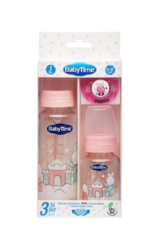 Baby Time Bt207 Cam Biberon 3'lü Pembe Set Baby Time Bt207 Cam Biberon 3'lü Pembe Set