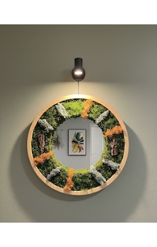 Yuvarlak 65x65 Doğal Yosun Ayna Yeşil
