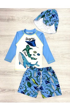 My Kids Wear Güneş Korumalı Boneli Karakter Desenli Deniz Şortlu Mayo Takım Koyu Mavi My Kids Wear Güneş Korumalı Boneli Karakter Desenli Deniz Şortlu Mayo Takım Koyu Mavi