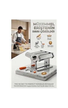 Profesyonel Erişte Ve Makarna Makinesi - 7 Ayarlı Çelik Hamur Açma Spagetti Makinası 723137 Renkli