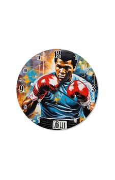 Boksör Muhammed Ali Tasarım Duvar Saati Boksör Muhammed Ali Tasarım Duvar Saati