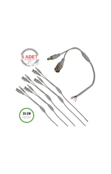 Profesyonel Bnc + Dc Power Jack Pigtail Kablo 35cm 5 Uçlu Hazır Kamera Bağlantı Seti Cctv Güvenlik Sistemi İçin - 5 Adet Profesyonel Bnc + Dc Power Jack Pigtail Kablo 35cm 5 Uçlu Hazır Kamera Bağlantı Seti Cctv Güvenlik Sistemi İçin - 5 Adet