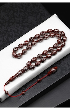 925 Ayar Gümüş İşlemeli Kuka Ağacı Tesbih 9 X 12 Mm Arpa Kesim - T-1872 925 Ayar Gümüş İşlemeli Kuka Ağacı Tesbih 9 X 12 Mm Arpa Kesim - T-1872