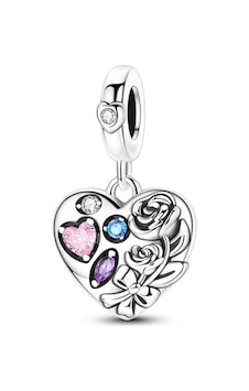 Gül Ve Nişan Çikolatası Sallantılı Charm Gümüş Gül Ve Nişan Çikolatası Sallantılı Charm Gümüş