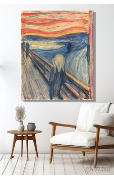 Dikey Kanvas Duvar Tablosu Tekli Salon Yatak Odası Ofis Edvard Munch Çığlık İkonik Varoluşsal Kaygı Çok Renkli