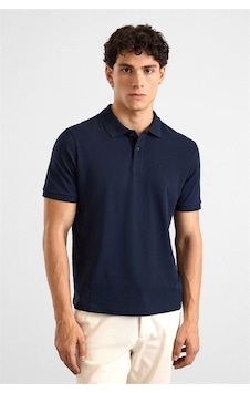 Süvari Lacivert Regular Düz Baskısız Pike Düğmeli Polo Yaka Tişört Ts1014000471-m09