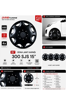Alfa Romeo Uyumlu 15 Inc Kırılmaz Parlak Siyah Jant Kapağı 1 Takım 4 Adet No:300