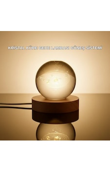 Kristal - 110 - Gezegen Küre Ahşap Tabanlı Usb Işıklı - Csmo-tex - Gece Lambası Kristal - 110 - Gezegen Küre Ahşap Tabanlı Usb Işıklı - Csmo-tex - Gece Lambası