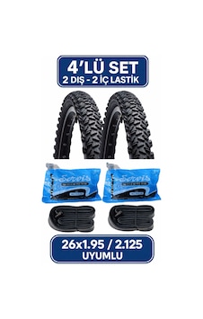 26 Jant Bisiklet Lastik Seti 2 Dış 2 İç Lastik 26x1.95 / 2.125 Uyumlu Mtb Bisiklet Uyumlu Komple Set 26 Jant Bisiklet Lastik Seti 2 Dış 2 İç Lastik 26x1.95 / 2.125 Uyumlu Mtb Bisiklet Uyumlu Komple Set