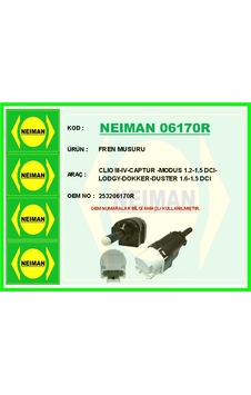 Bescher Fren Pedal Müşürü Renault Clıo Iıı 05 12 Clıo Iv 12 Captur I 12 Kangoo 05 Laguna Iı 01 07 Dacıa L Ogan I-ıı 06 18 Sandero I-ıı 08 18 Duster I-ıı 10 21 Opel Vivaro B 06 14 4 Fişli Neıman 06170r 8200276361 Bescher Fren Pedal Müşürü Renault Clıo Iıı 05 12 Clıo Iv 12 Captur I 12 Kangoo 05 Laguna Iı 01 07 Dacıa L Ogan I-ıı 06 18 Sandero I-ıı 08 18 Duster I-ıı 10 21 Opel Vivaro B 06 14 4 Fişli Neıman 06170r 8200276361