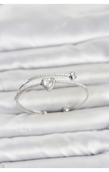 Pirinç Gümüş Renk Kalp Model Zirkon Taşlı Kadın Bileklik Çok Renkli Pirinç Gümüş Renk Kalp Model Zirkon Taşlı Kadın Bileklik Çok Renkli