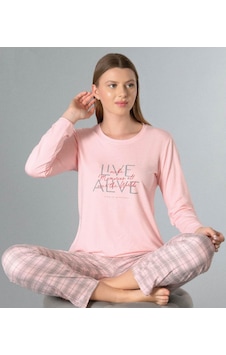 Uzun Kol Mevsimlik Pijama Takımı Viskon Alperi 790-50 Pembe Uzun Kol Mevsimlik Pijama Takımı Viskon Alperi 790-50 Pembe
