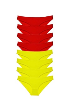 8 Adet Set Likralı Kadın Slip Külot Sarı Kırmızı 8 Adet Set Likralı Kadın Slip Külot Sarı Kırmızı