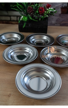 6 Lı 430 Kalite Krom Çelik Çay Tabağı Ve Kahvaltılık Kase Seti 10 Cm Gümüş 6 Lı 430 Kalite Krom Çelik Çay Tabağı Ve Kahvaltılık Kase Seti 10 Cm Gümüş