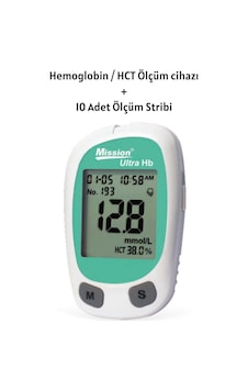 Mission Ultra Hemoglobin Hct Ölçüm Cihazı + 10 Test Ölçüm Stribi Mission Ultra Hemoglobin Hct Ölçüm Cihazı + 10 Test Ölçüm Stribi