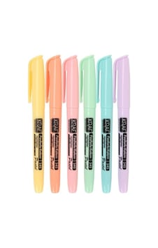 Fosforlu Kalem Seti 6'lı Pastel Renklerle Ergonomik Tasarım 124-Pembe Fosforlu Kalem Seti 6'lı Pastel Renklerle Ergonomik Tasarım 124-Pembe