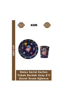 Delux Serisi Karton Tabak Bardak Uzay 8 Li Davet İkram Eğlence Diğer Delux Serisi Karton Tabak Bardak Uzay 8 Li Davet İkram Eğlence Diğer